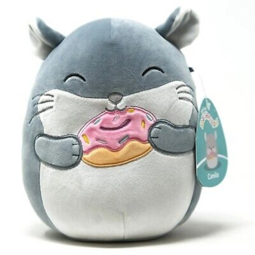 Original Squishmallows 5" Camilo The Chinchilla with pink Donut grey NWT